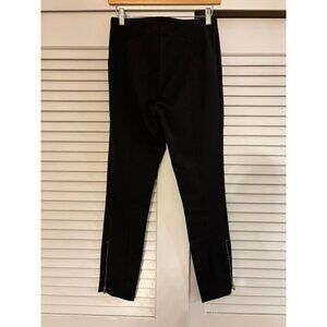 Loft Women's Black Straight Leg Pants with Zipper Detail